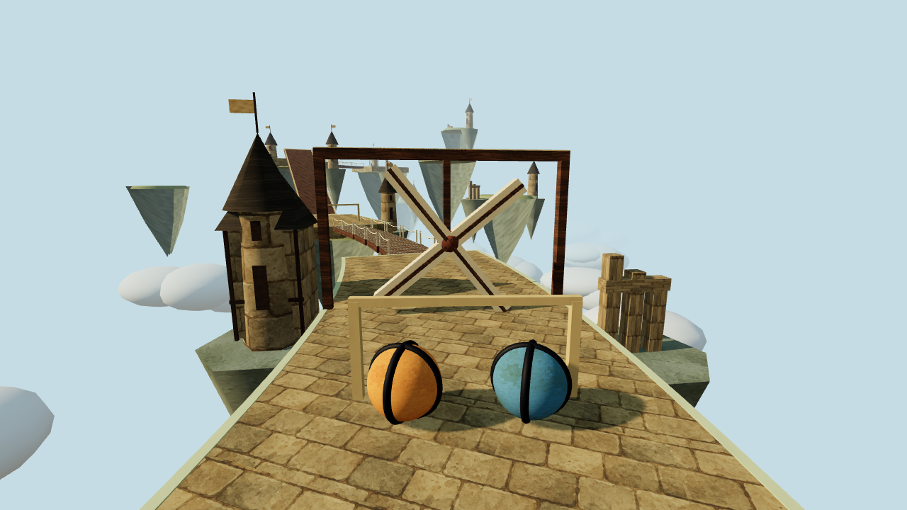 Floating stone islands and a windmill above the clouds in Ballstcle